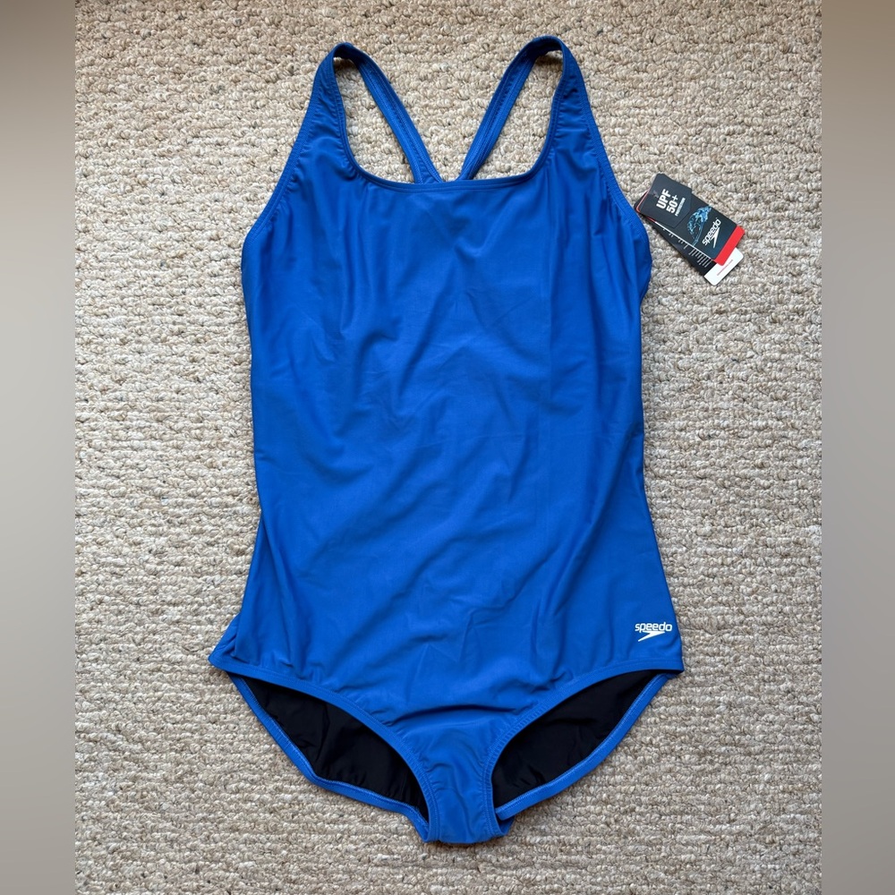 NWT SPEEDO Women's Blue One-Piece Swimsuit Size 18 - Picture 2 of 16
